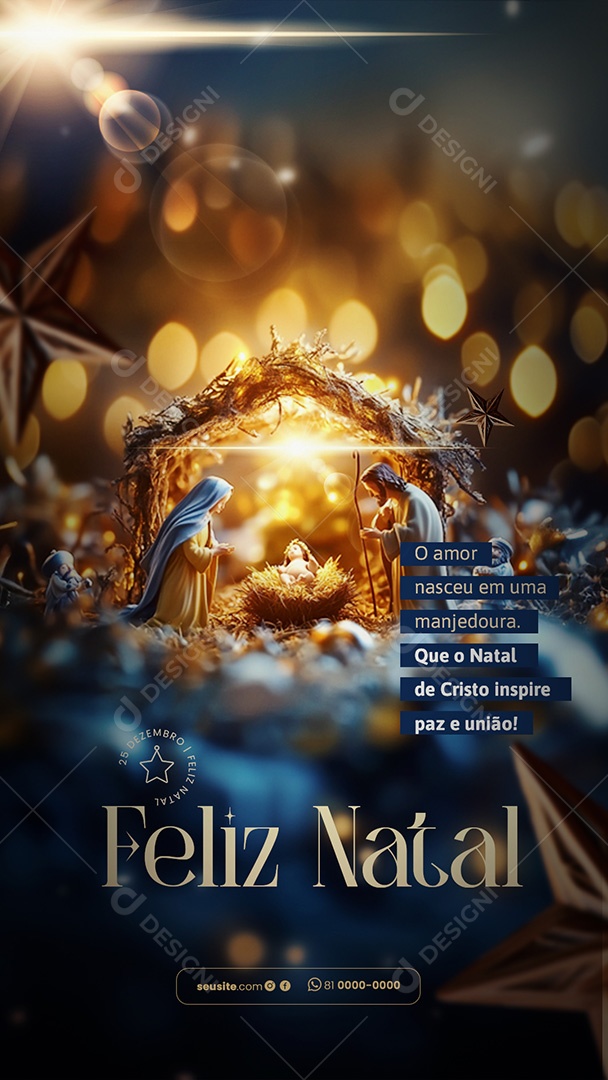 Story Feliz Natal 25 de Dezembro Nascimento de Jesus Social Media PSD Editável