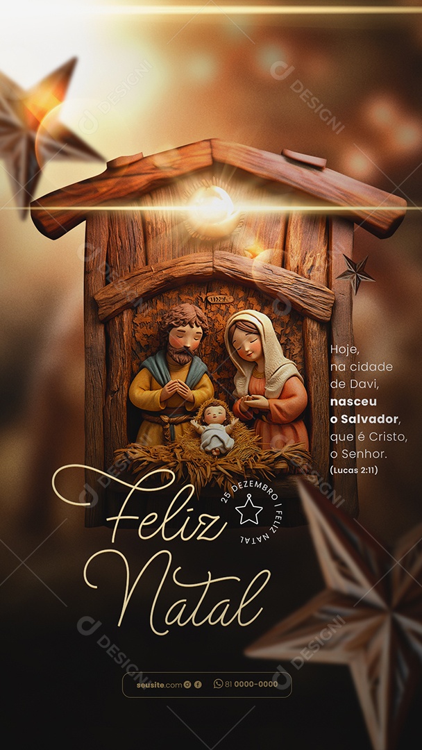 Story Feliz Natal 25 de Dezembro Nascimento de Jesus Social Media PSD Editável