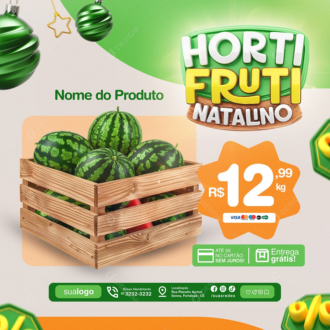 Hortifruti Natalino Produto Social Media PSD Editável