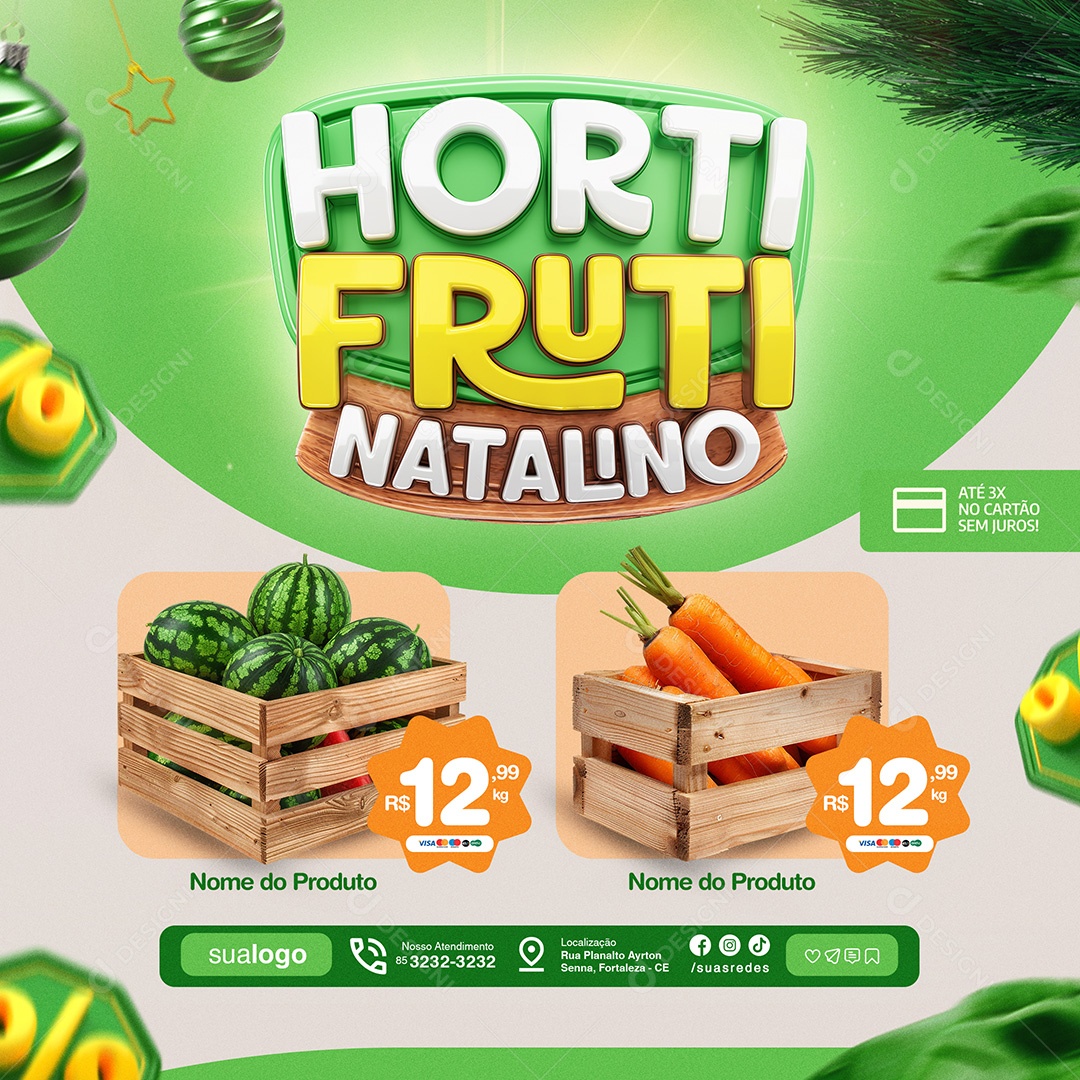 Hortifruti Natalino Social Media PSD Editável