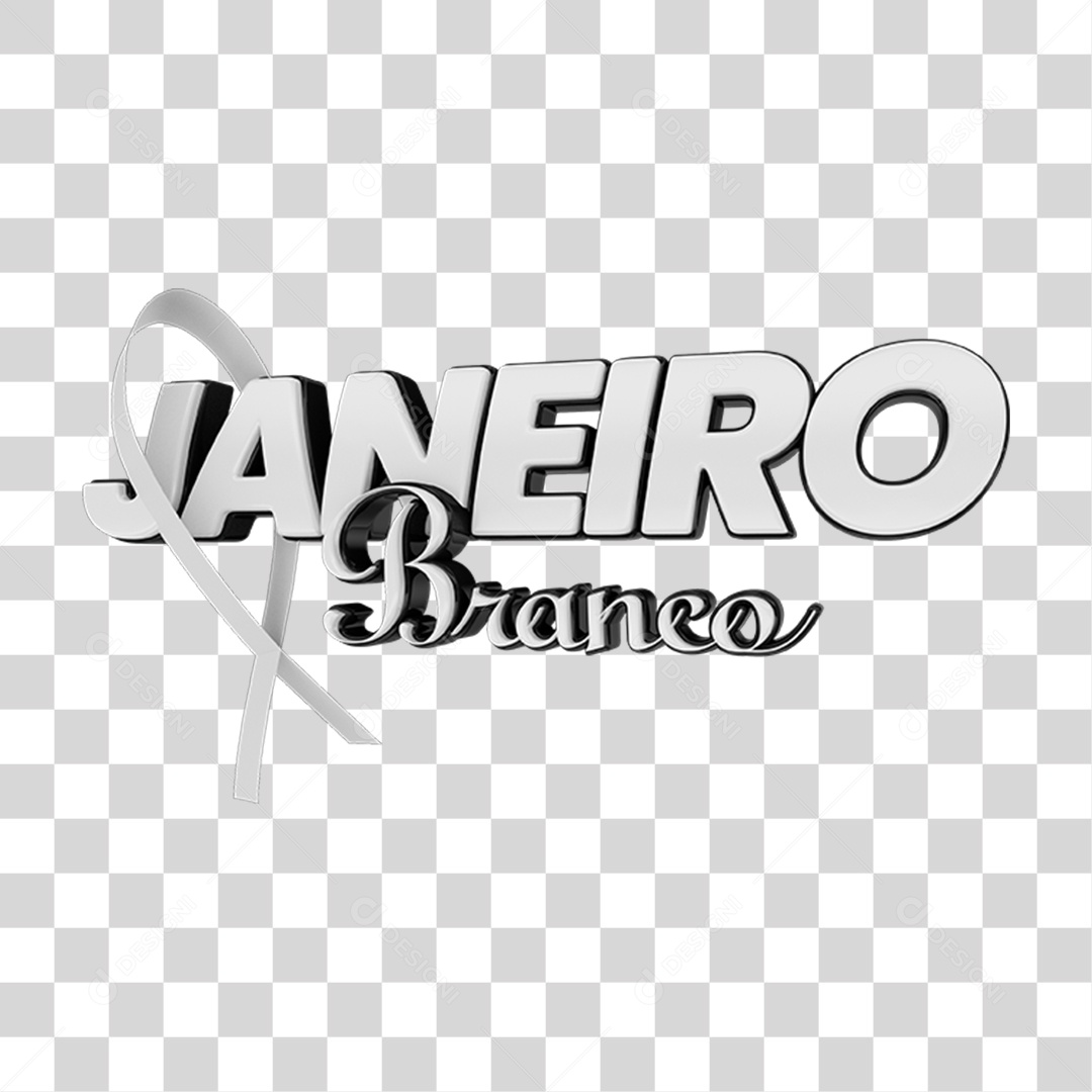 Selo 3D Janeiro Branco PNG Transparente