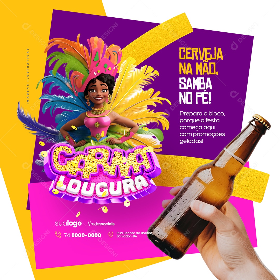 Cervejaria Cerveja Na Mão Carna Loucura Social Media PSD Editável