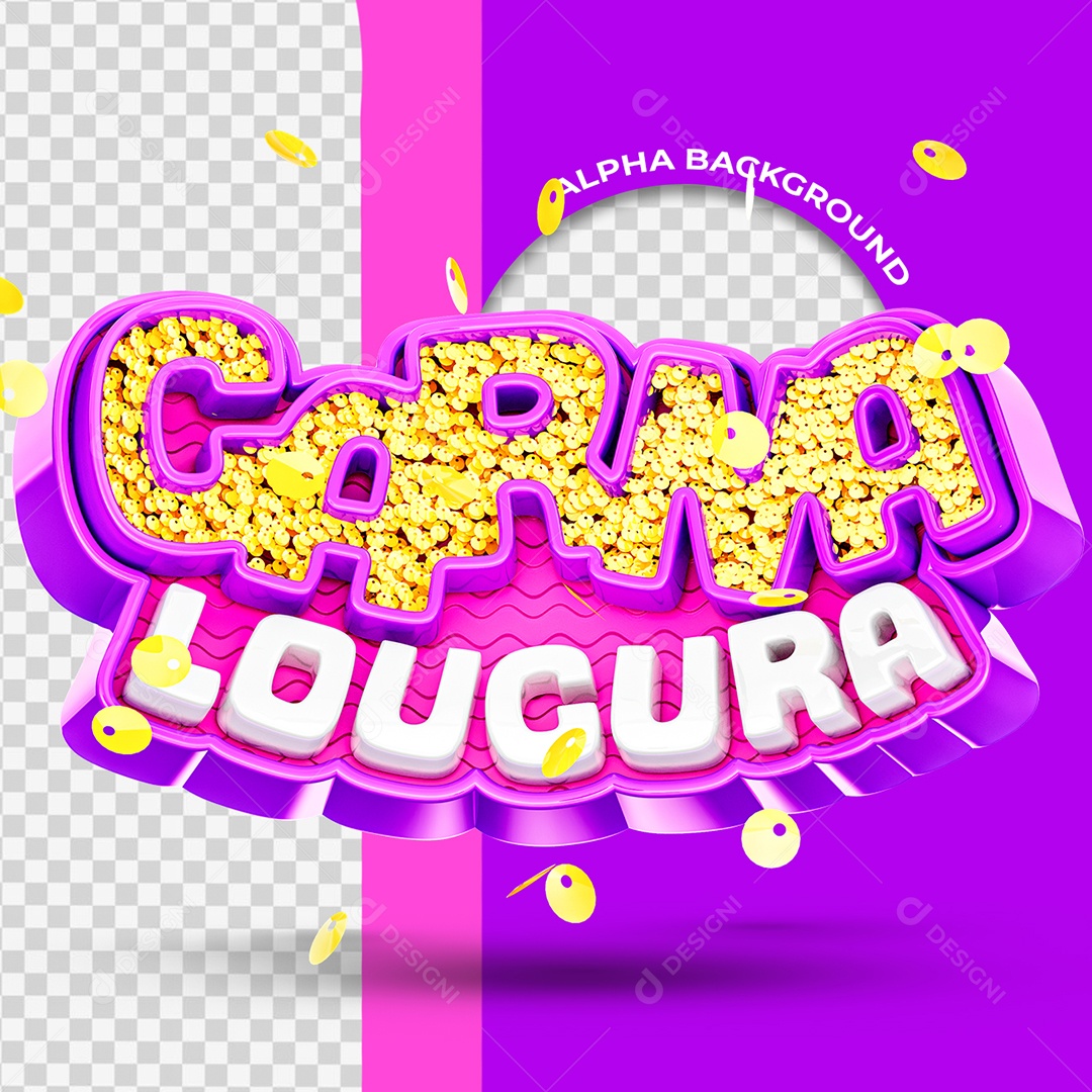 Selo 3D Carna Loucura para Composição PSD