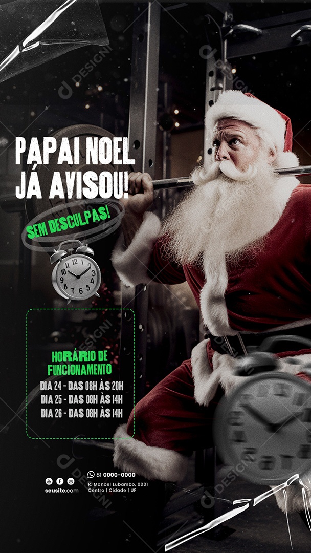 Story Horário de Academia Feliz Natal Social Media PSD Editável