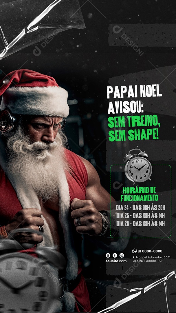Story Horário de Academia Feliz Natal Social Media PSD Editável
