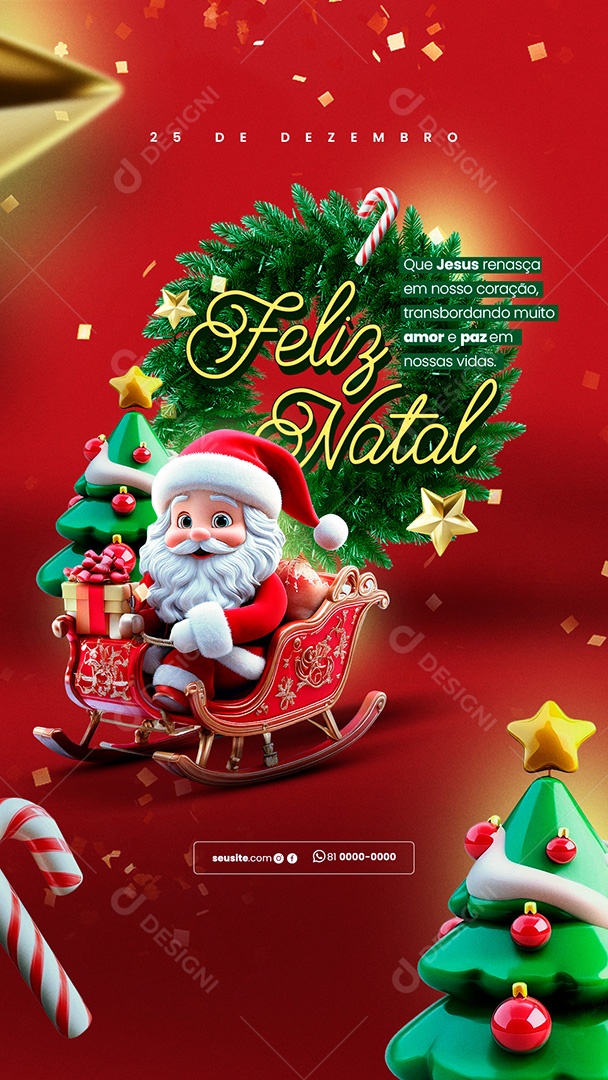 Story Feliz Natal 25 de Dezembro Social Media PSD Editável