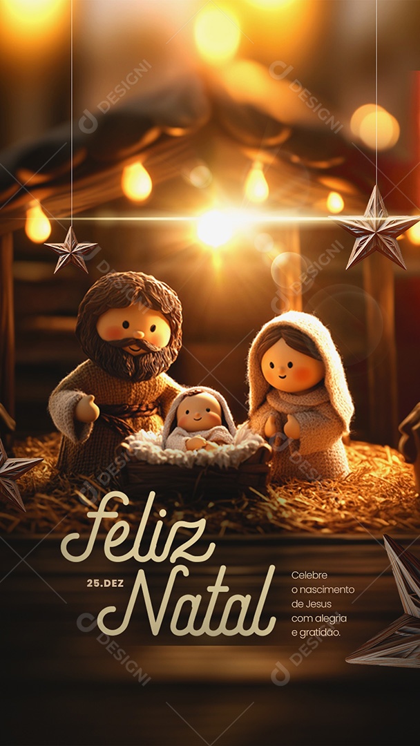 Story Feliz Natal 25 de Dezembro Nascimento de Jesus Social Media PSD Editável