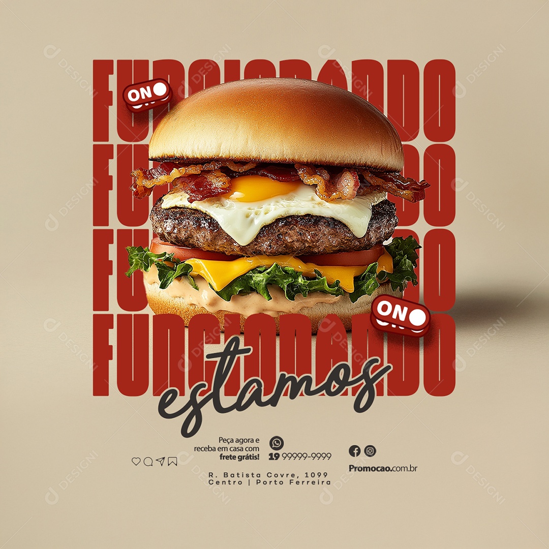 Hamburgueria Estamos ON Social Media PSD Editável