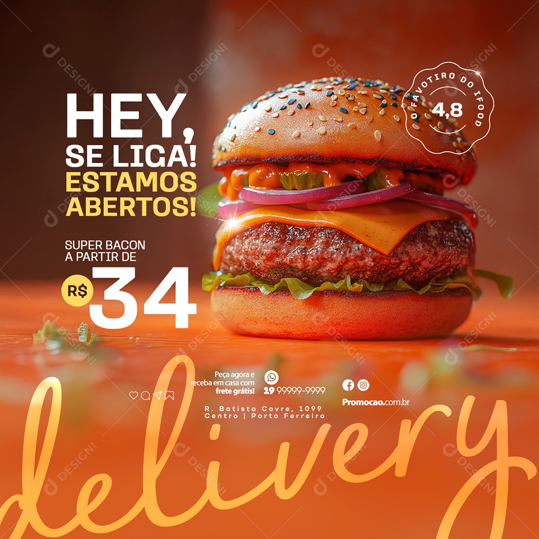 Hamburgueria Delivery Social Media PSD Editável