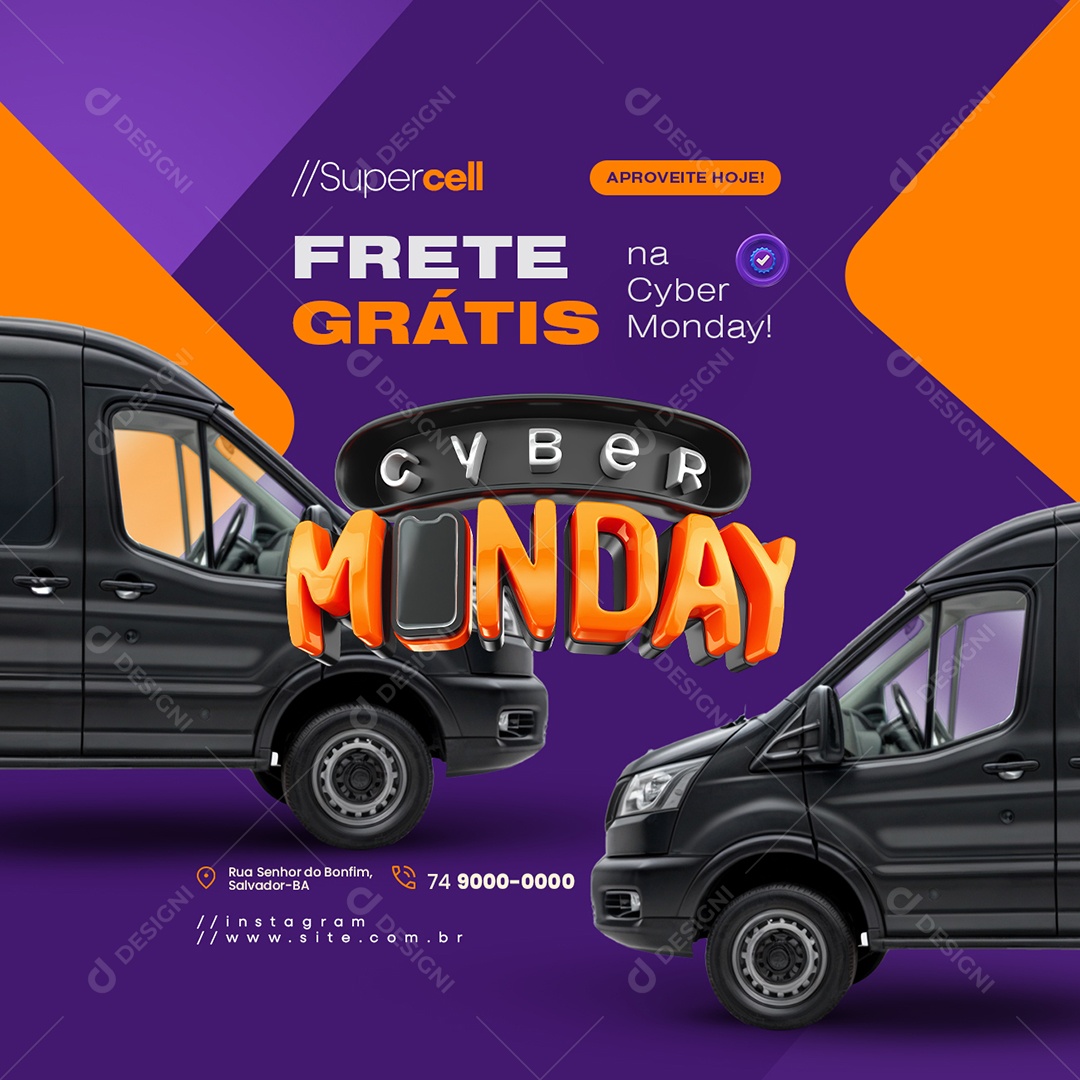 Cyber Monday Loja de Eletrônicos Frete Grátis Social Media PSD Editável