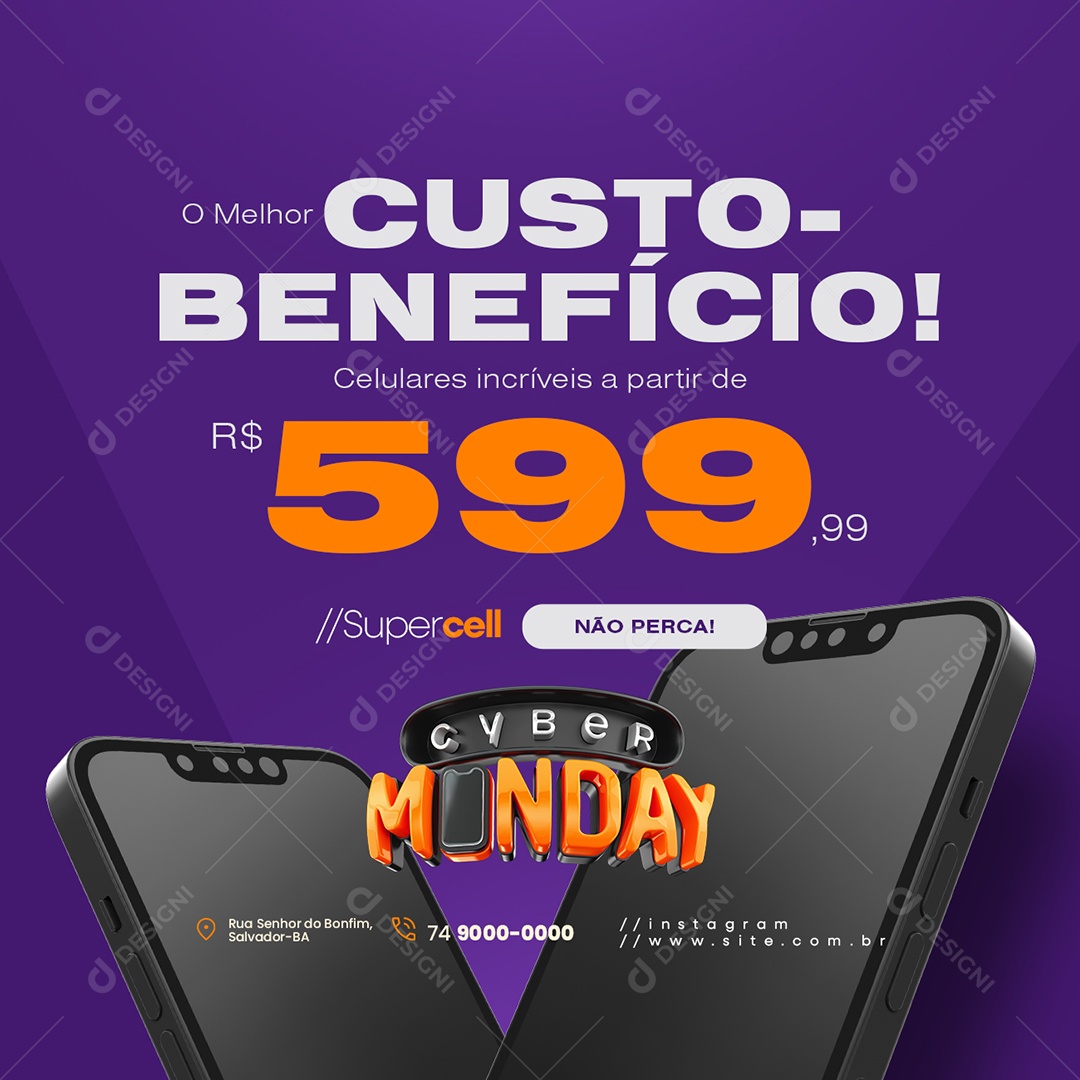 Cyber Monday Loja de Eletrônicos Custo Benefício Social Media PSD Editável