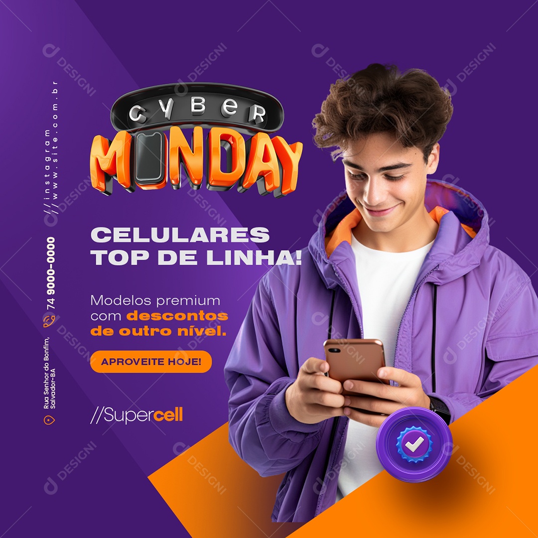 Cyber Monday Loja de Eletrônicos Celulares Social Media PSD Editável