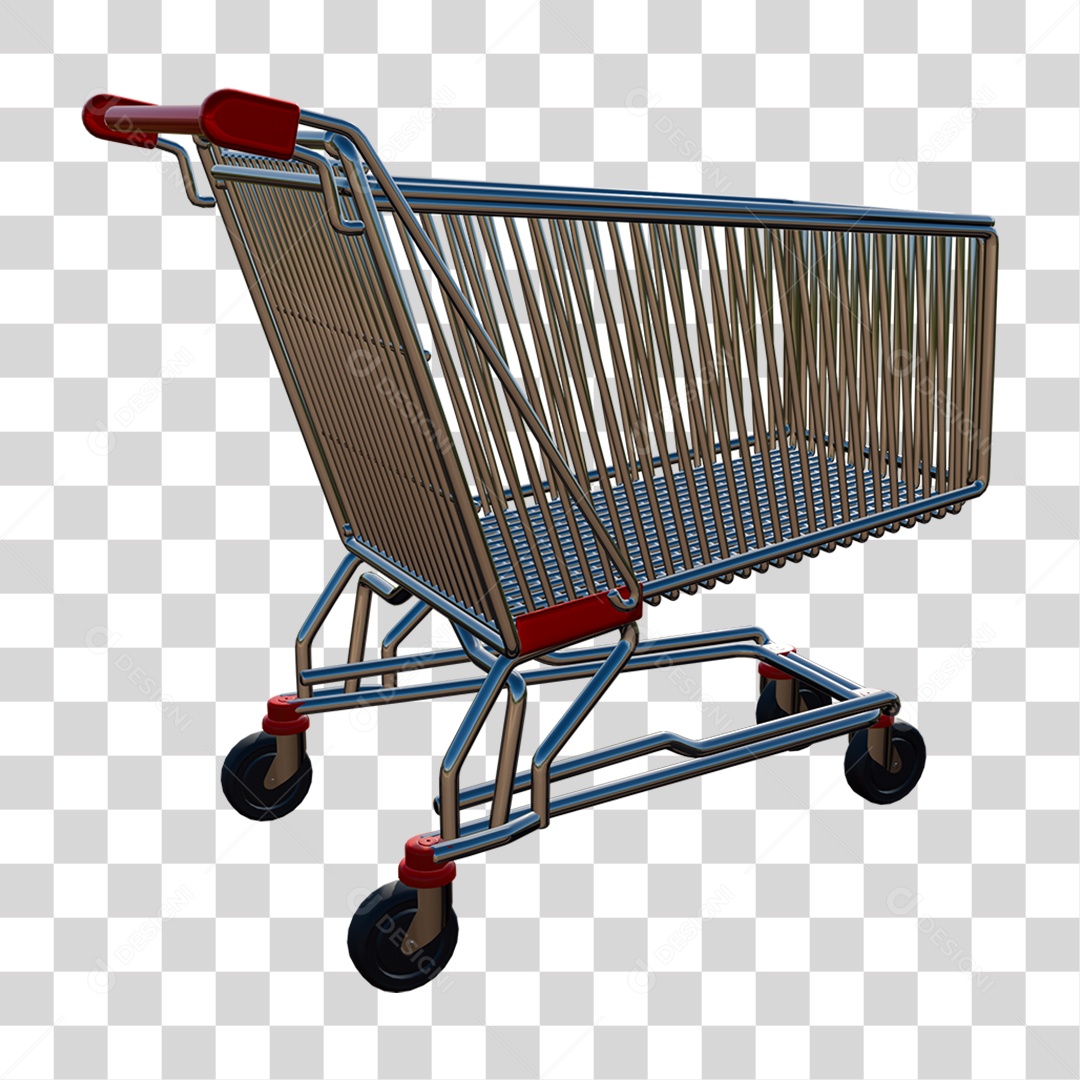 Carrinho de Supermercado 3D PNG Transparente