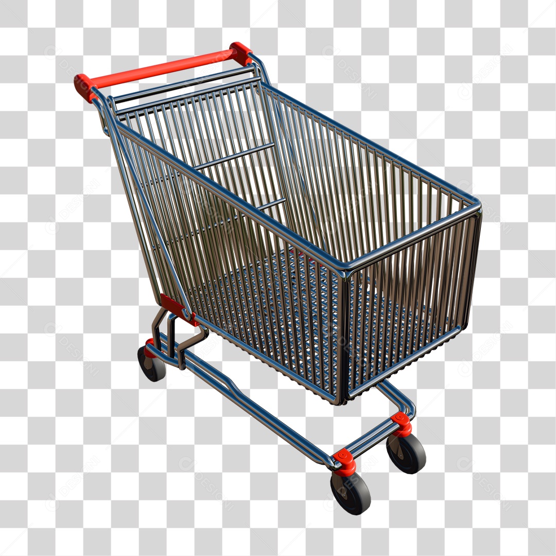 Carrinho de Supermercado 3D PNG Transparente