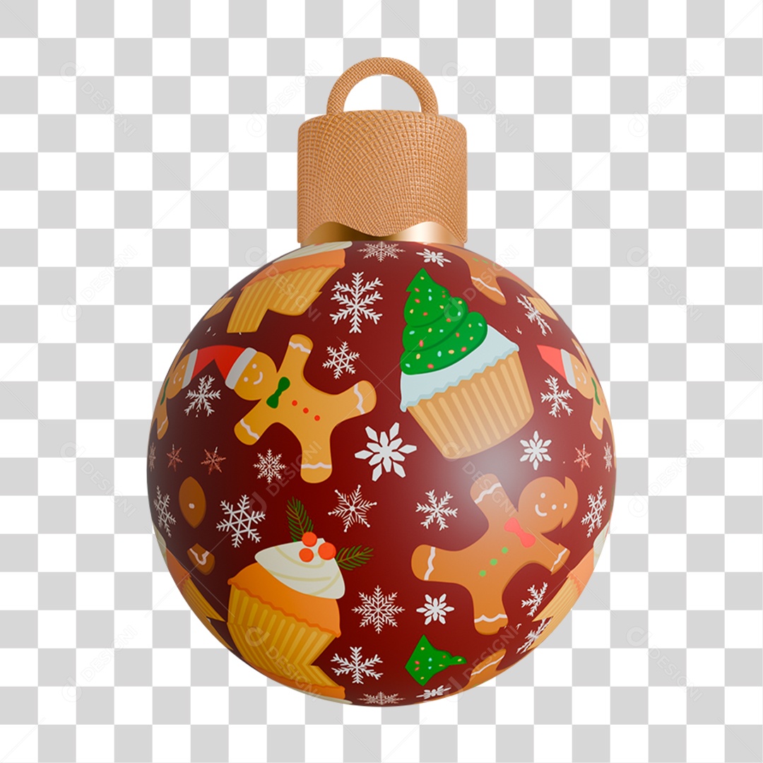 Bola de Natal Elemento 3D PNG Transparente
