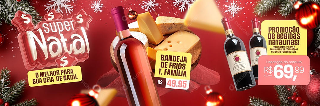 Carrossel Supermercado Super Natal Social Media PSD Editável