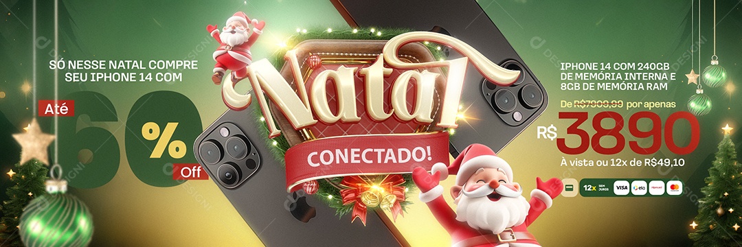 Carrossel Natal Loja de Celular Social Media PSD Editável