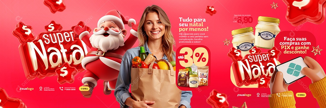 Carrossel Supermercado Natal Social Media PSD Editável