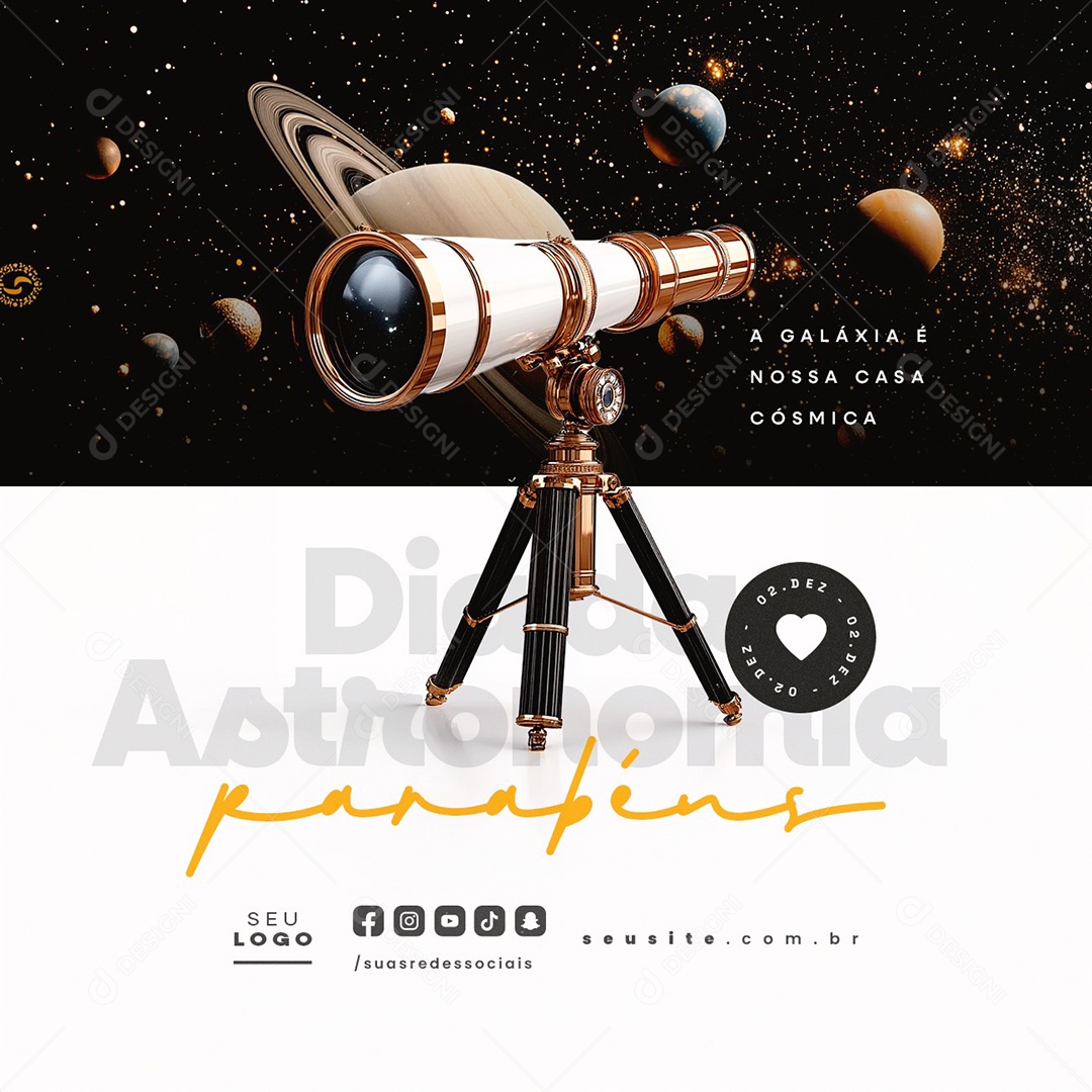 Dia da Astronomia 2 de Dezembro Social Media PSD Editável