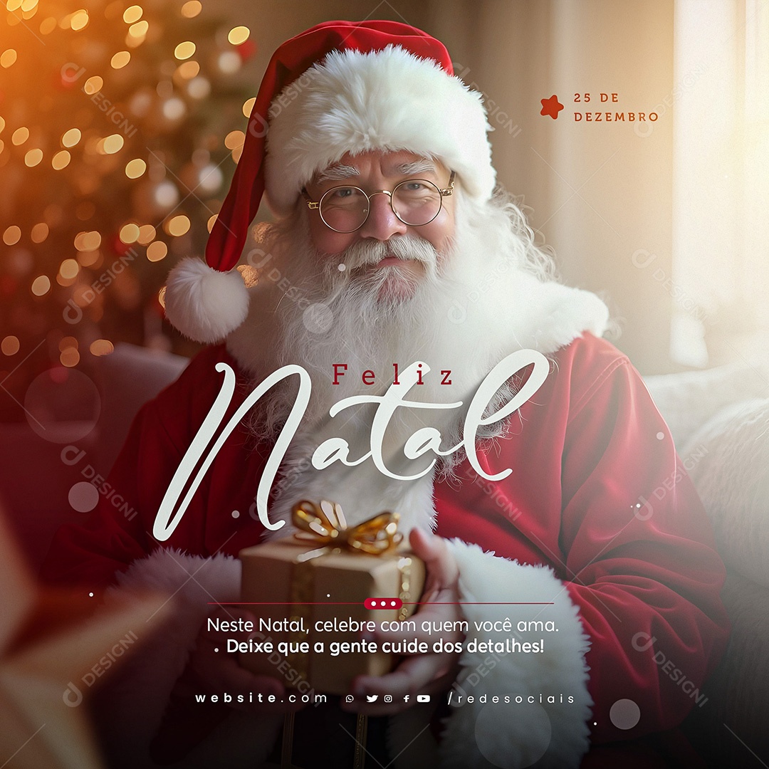 Feliz Natal 25 de Dezembro Social Media PSD Editável