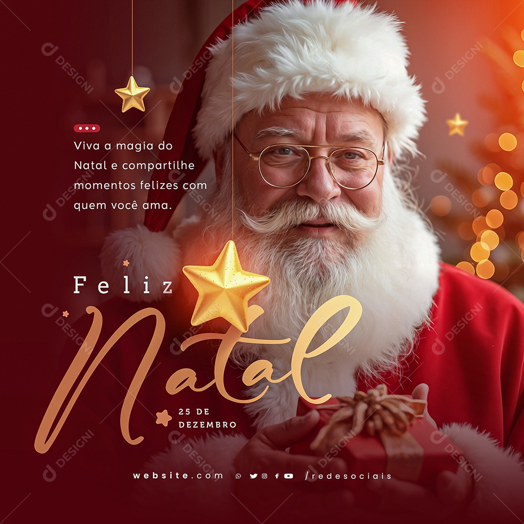 Feliz Natal 25 de Dezembro Social Media PSD Editável