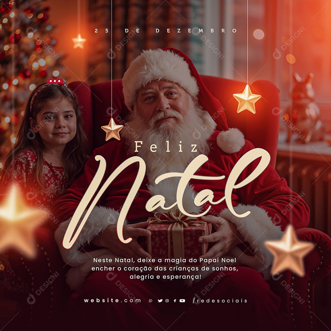 Feliz Natal 25 de Dezembro Social Media PSD Editável
