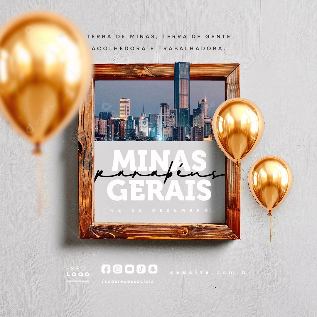 Aniversário Minas Gerais Social Media PSD Editável