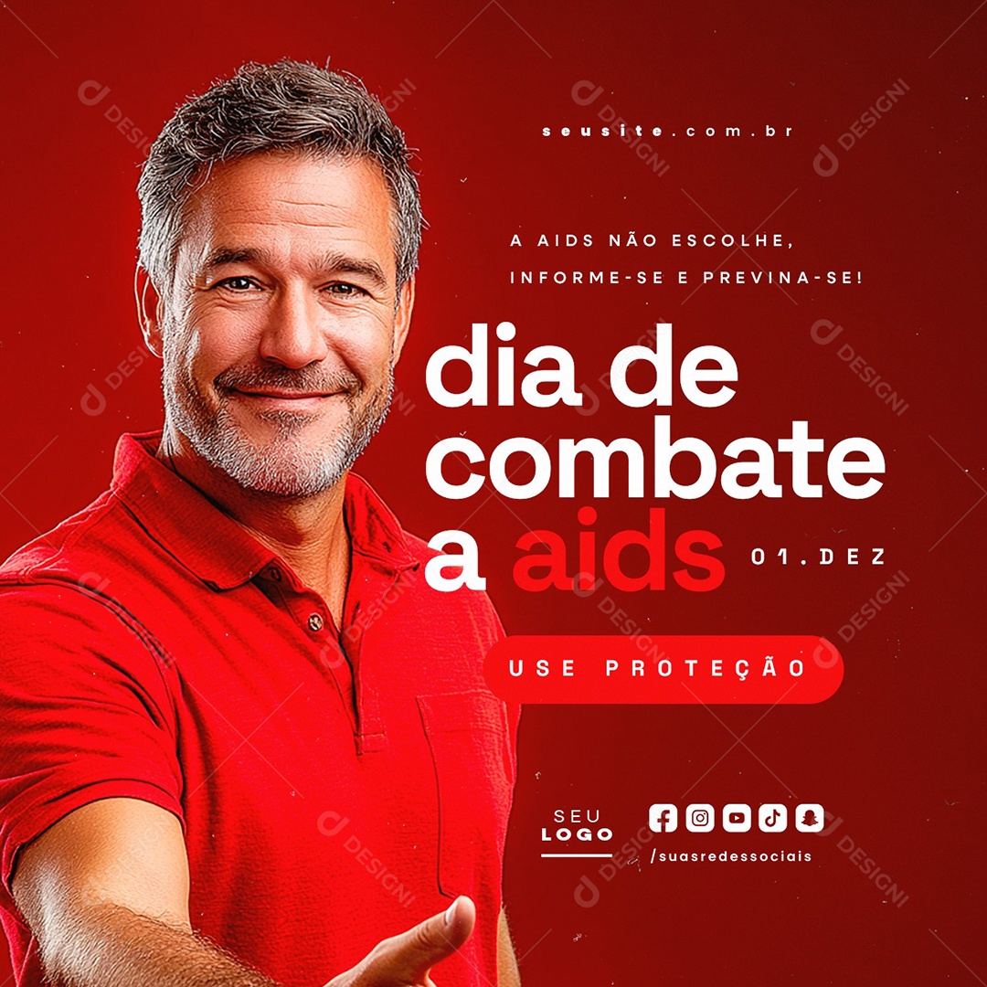 Dia de combate a Aids 1 de Dezembro Social Media PSD Editável