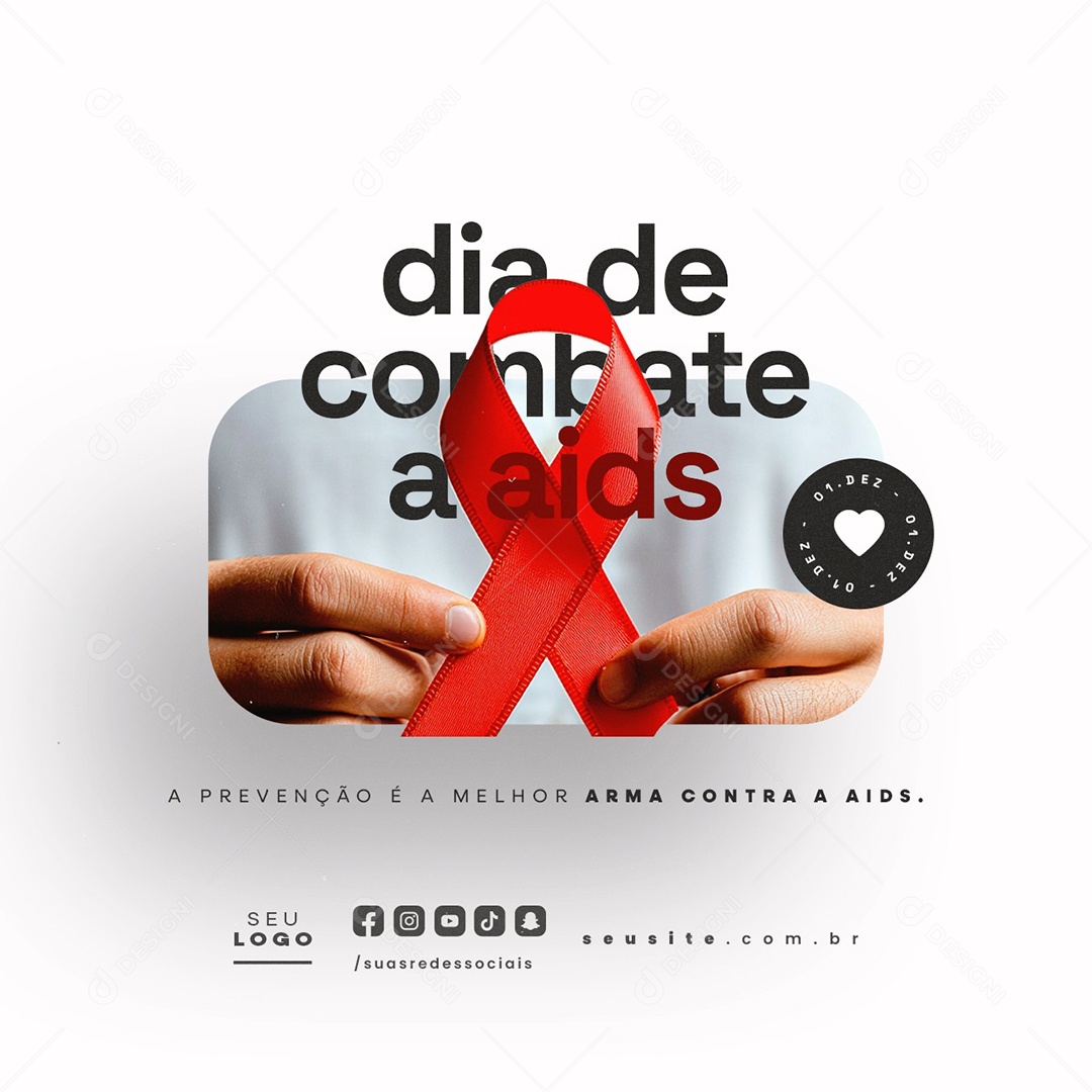 Dia de combate a Aids 1 de Dezembro Social Media PSD Editável