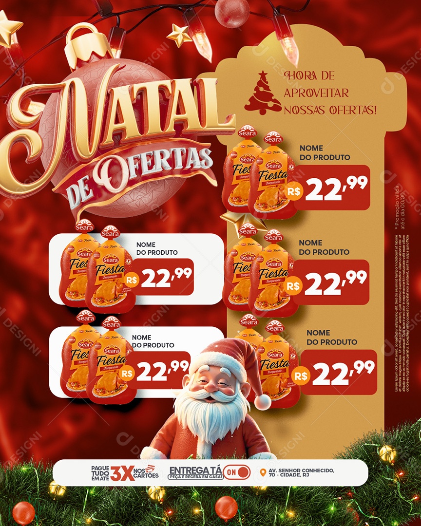 Encarte Supermercado Ofertas de Natal Promoção Fiesta Social Media PSD Editável