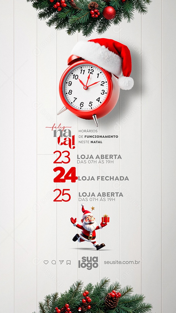 Comunicado Horário de Natal Social Media PSD Editável