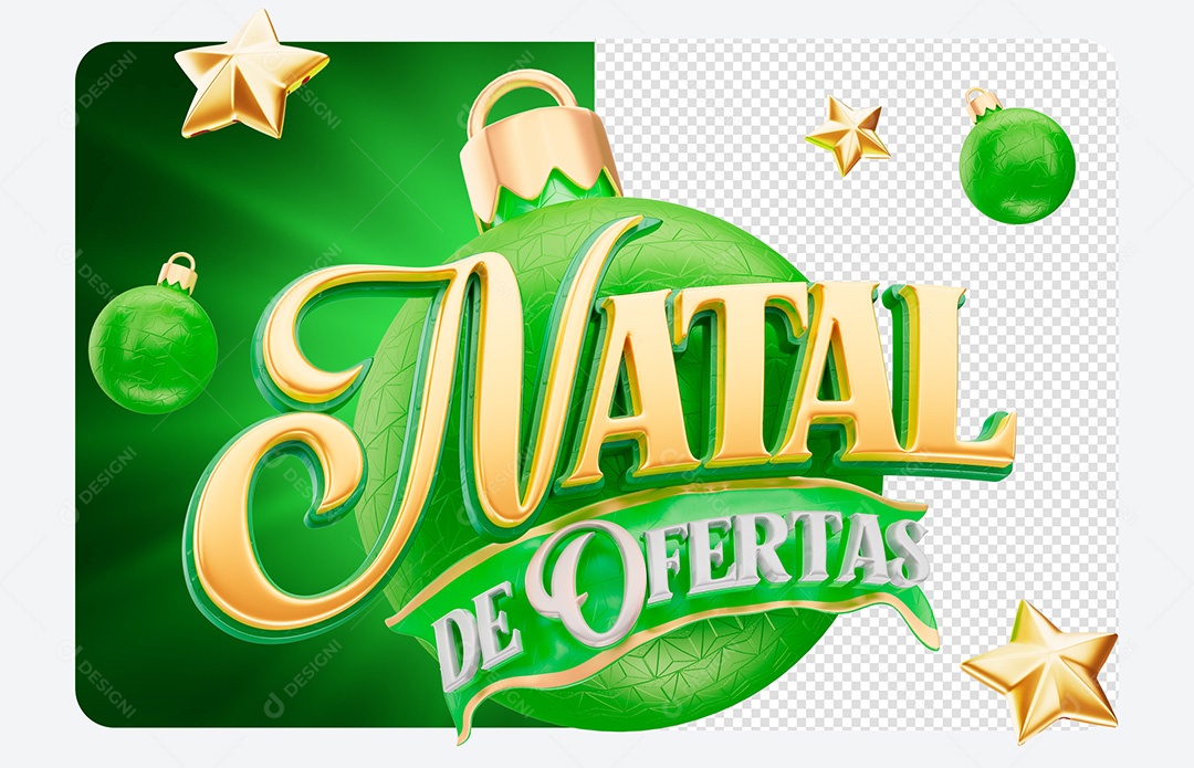 Selo 3D Natal de Ofertas Verde para Composição PSD