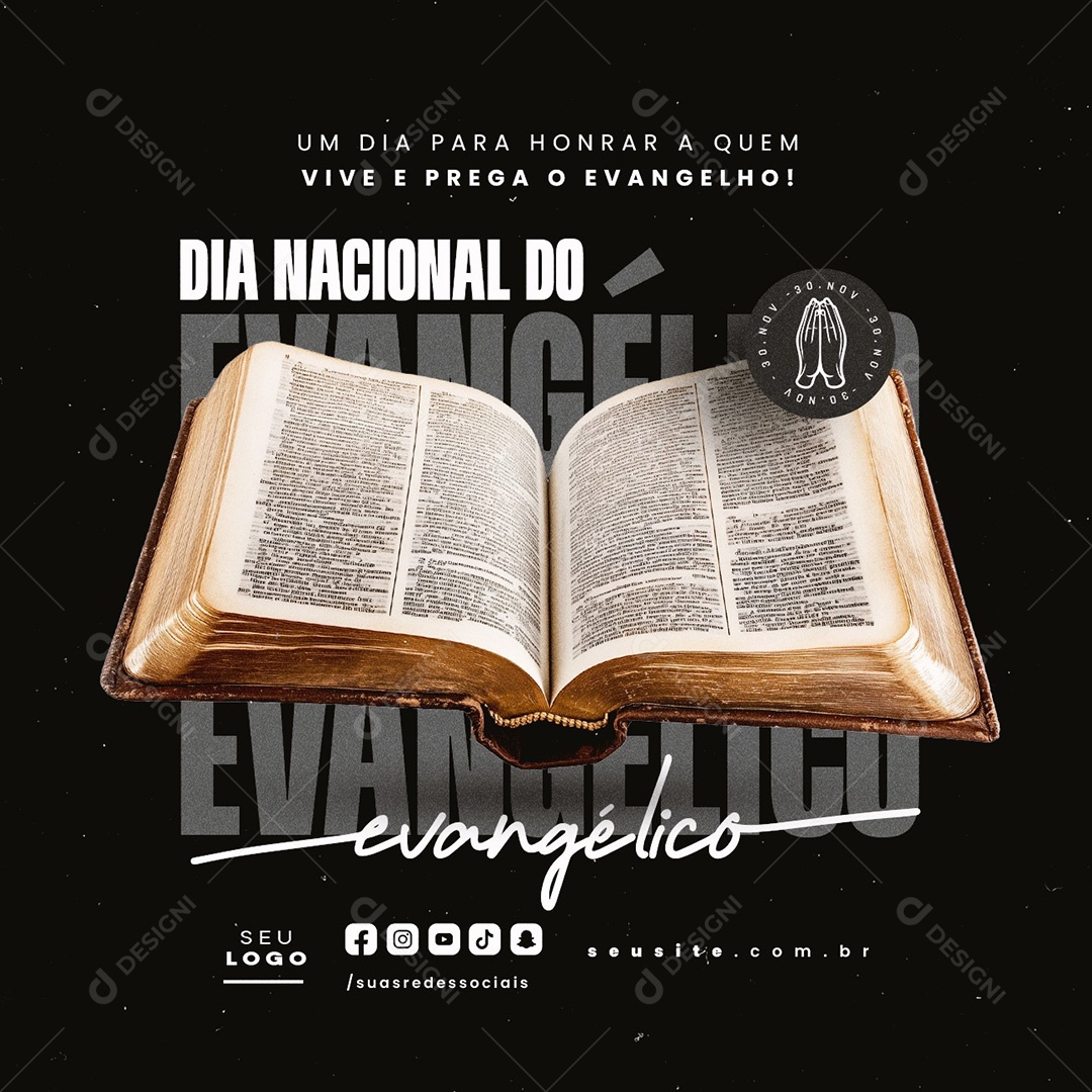 Porque não me Envergonho do Evangelho de Cristo Dia do Evangélico Social Media PSD Editável