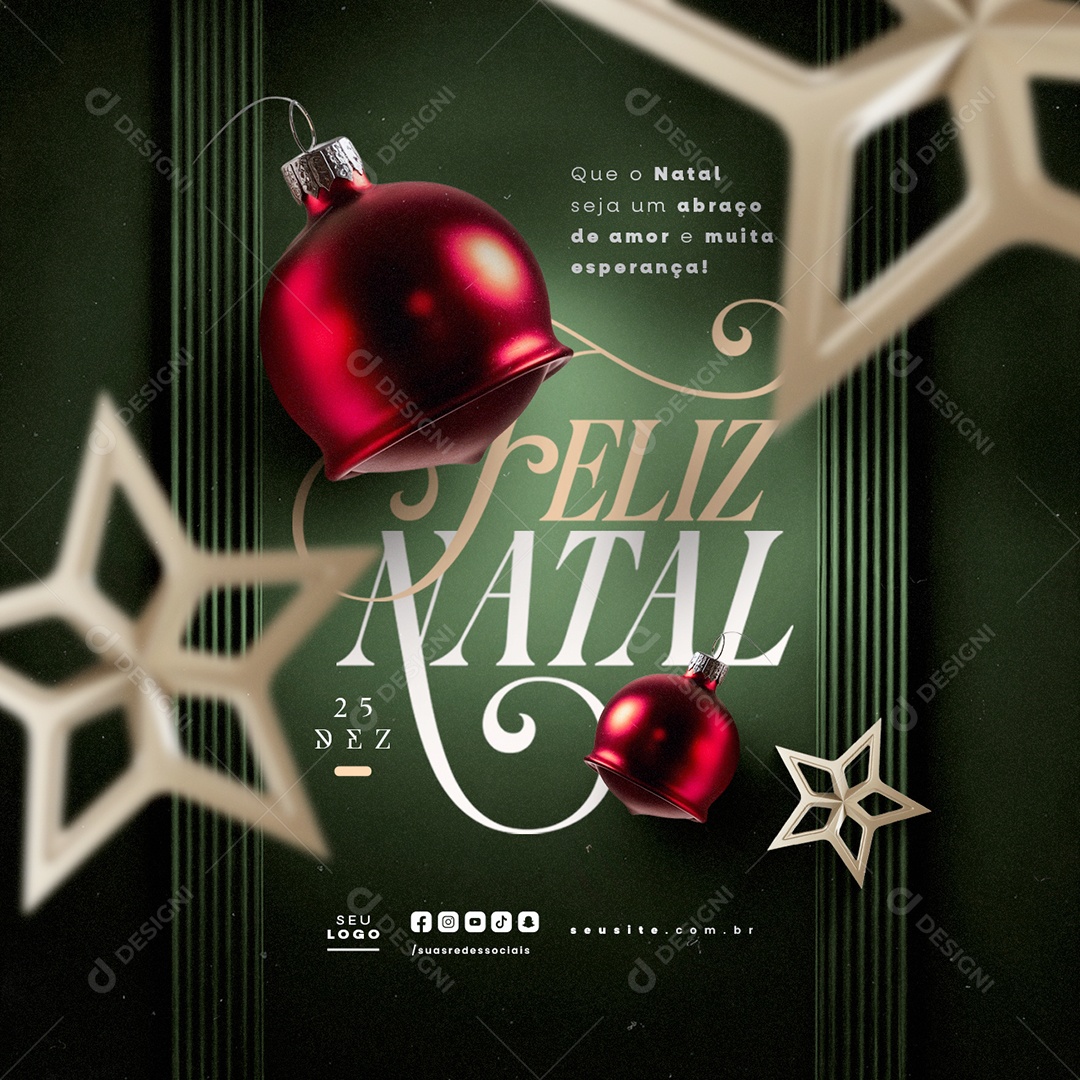 Feliz Natal 25 de Dezembro Social Media PSD Editável