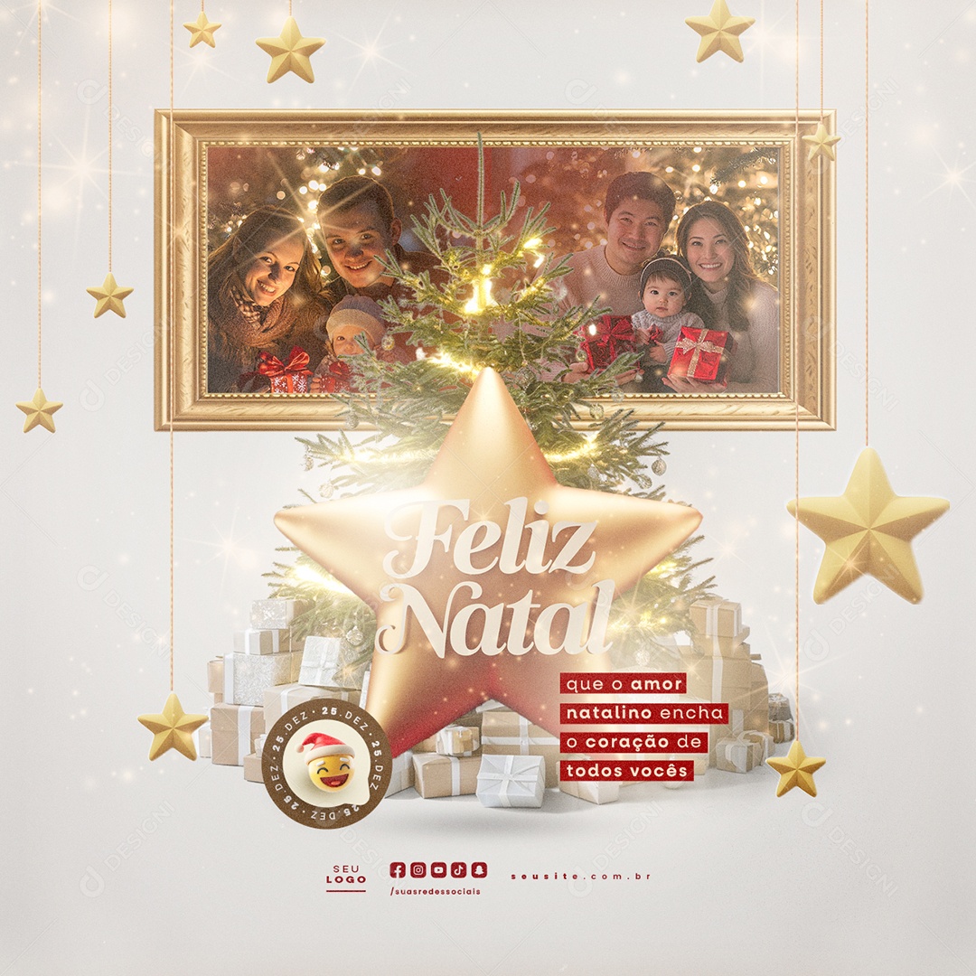 Feliz Natal 25 de Dezembro Social Media PSD Editável