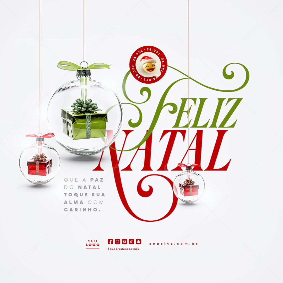 Feliz Natal 25 de Dezembro Social Media PSD Editável