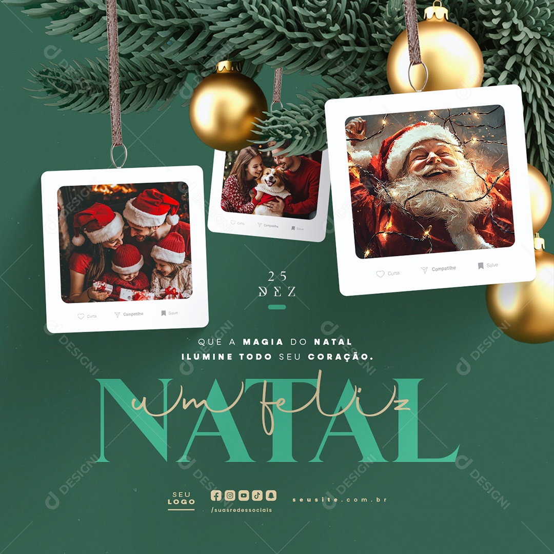 Feliz Natal 25 de Dezembro Social Media PSD Editável