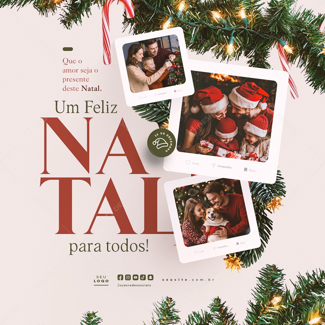 Feliz Natal 25 de Dezembro Social Media PSD Editável