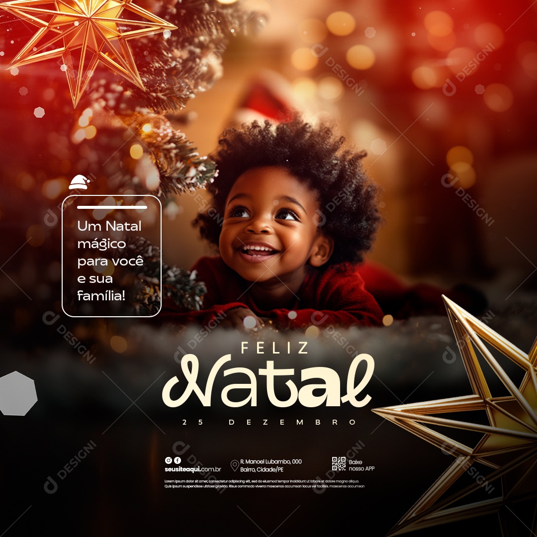 Feliz Natal 25 de Dezembro Social Media PSD Editável