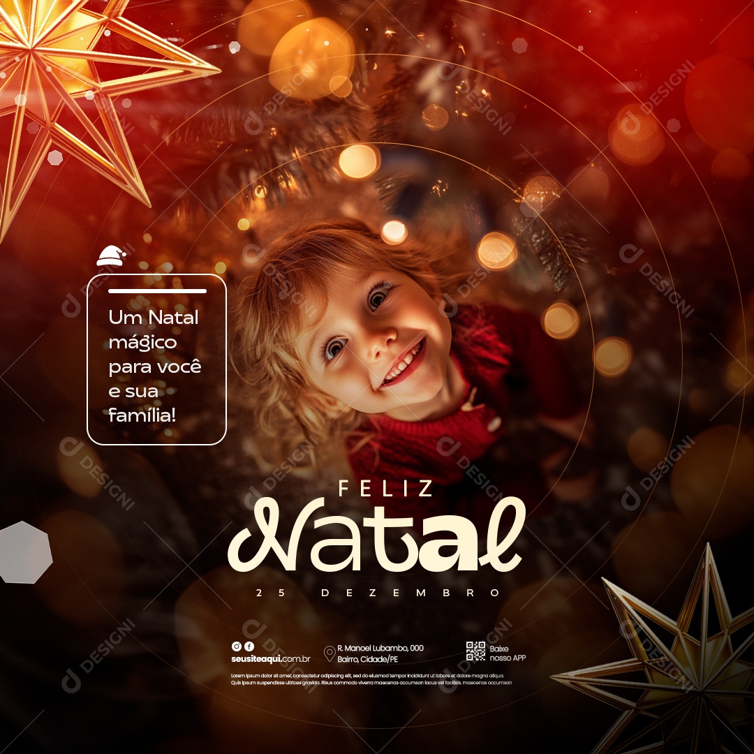 Feliz Natal 25 de Dezembro Social Media PSD Editável