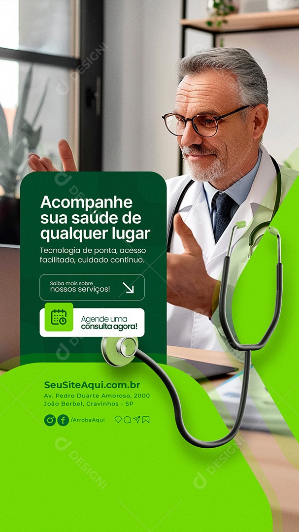Story Telemedicina Acompanhe Social Media PSD Editável