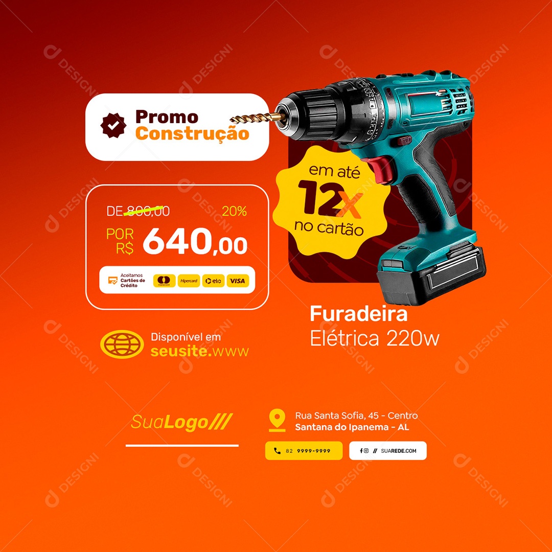 Loja Virtual Construção Social Media PSD Editável