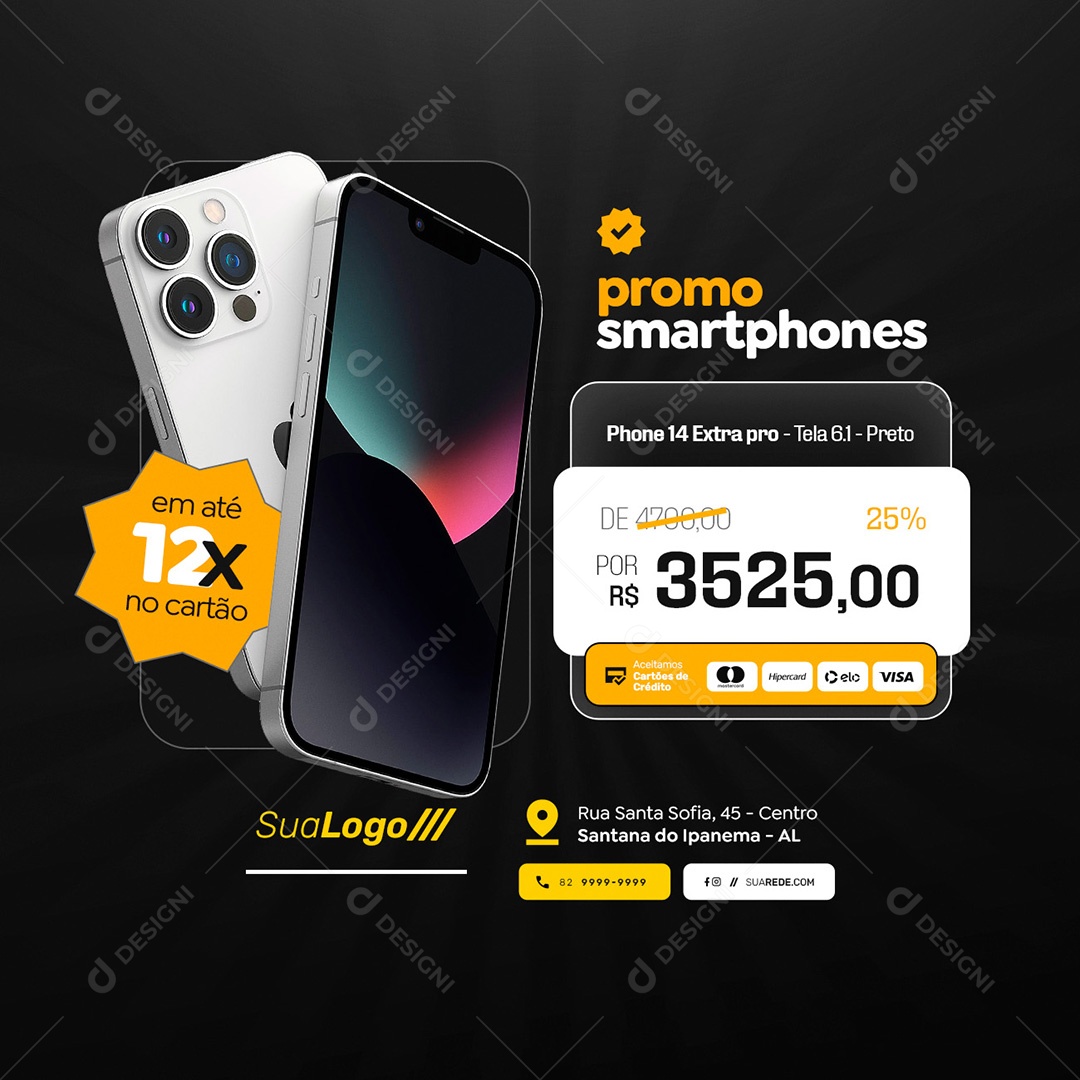 Loja Virtual Smartphones Social Media PSD Editável