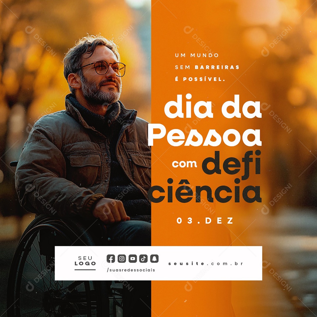 Dia da Pessoa Com Deficiência 03 de Dezembro Social Media PSD Editável
