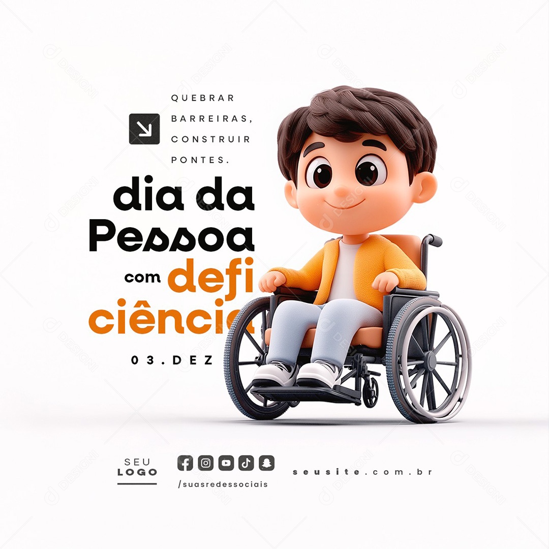 Dia da Pessoa Com Deficiência 03 de Dezembro Social Media PSD Editável