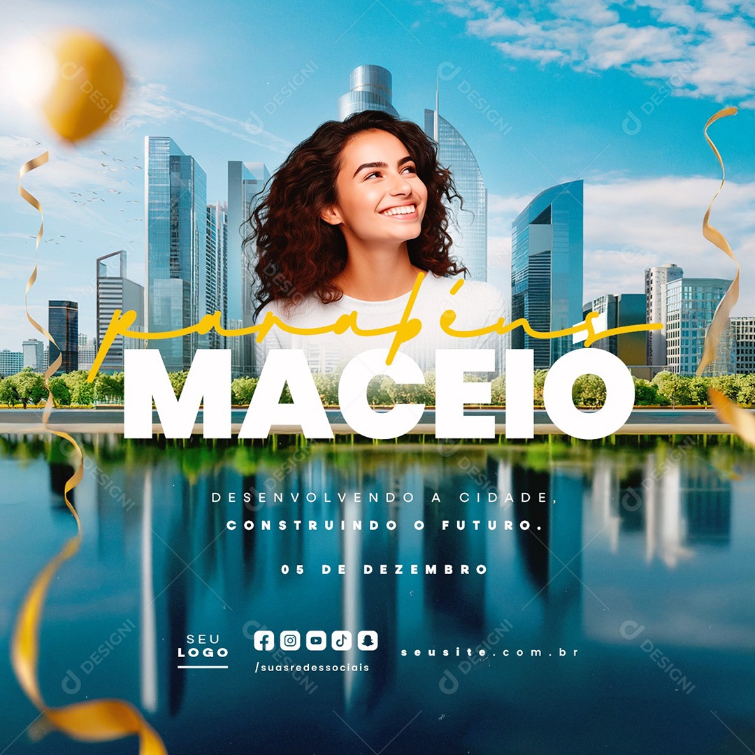 Aniversário Maceió Parabéns Social Media PSD Editável