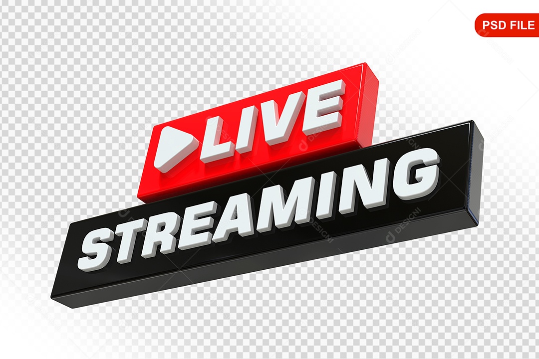 Live Stream Preto E Vermelho Selo 3D PSD