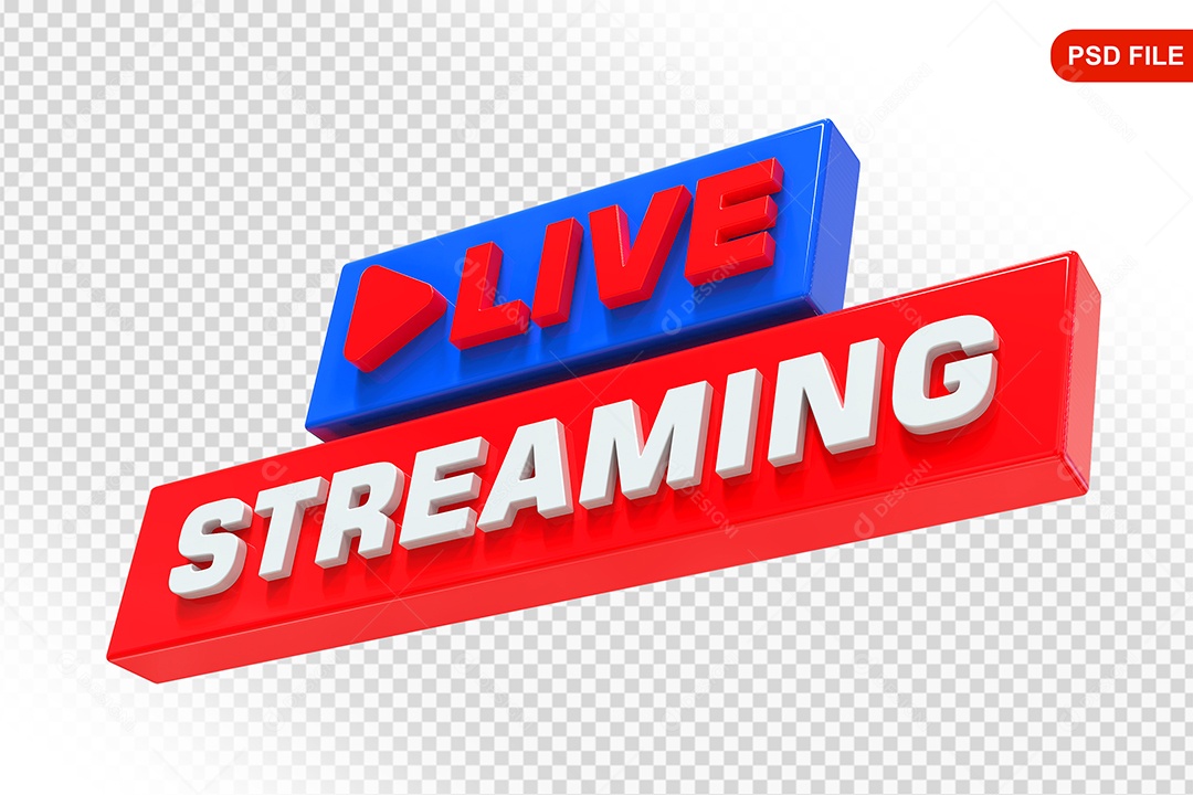 Live Stream Azul E Vermelho Selo 3D PSD