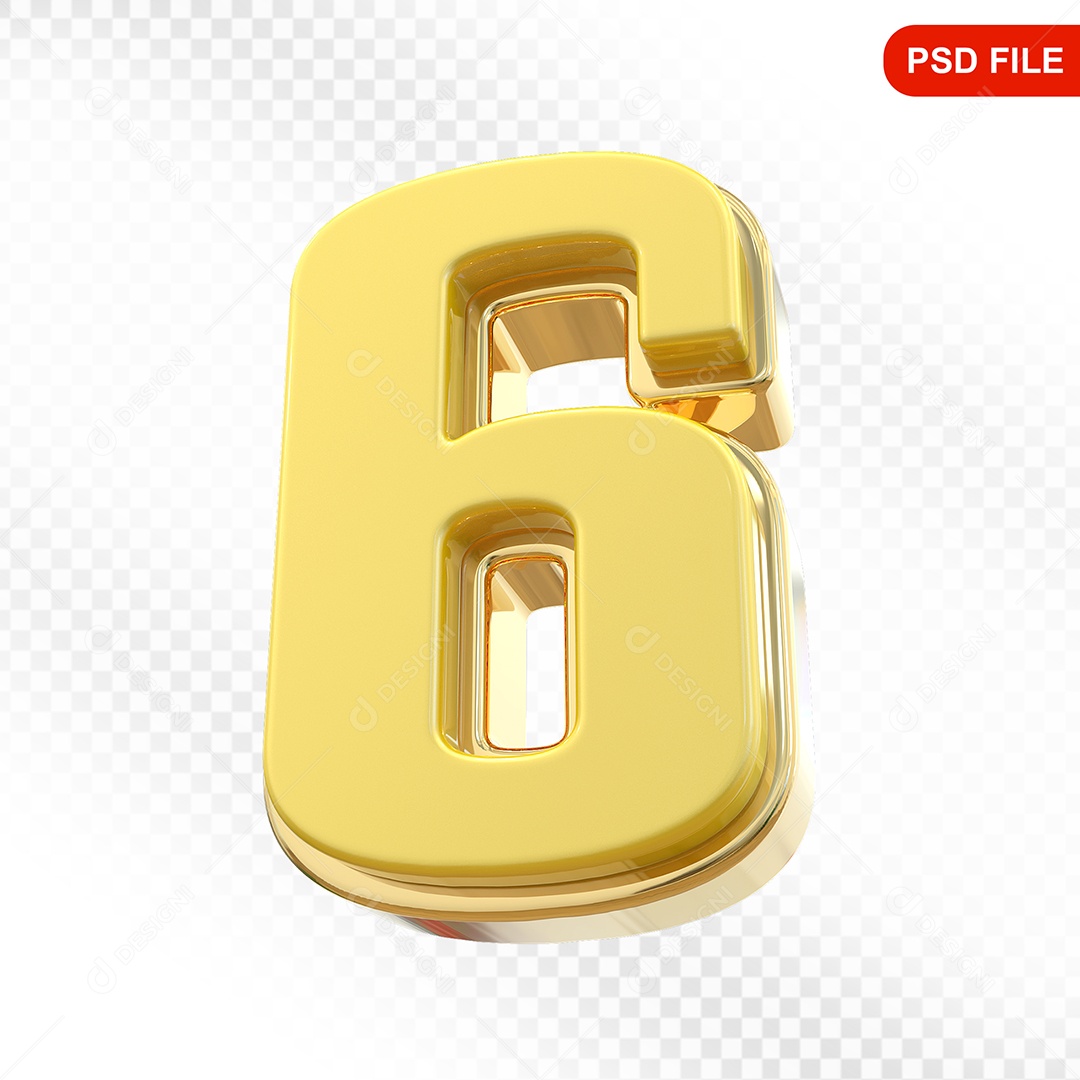 Números 6 Colorido Elemento 3D Para Composição PSD