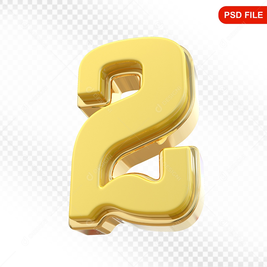 Números 2 Colorido Elemento 3D Para Composição PSD